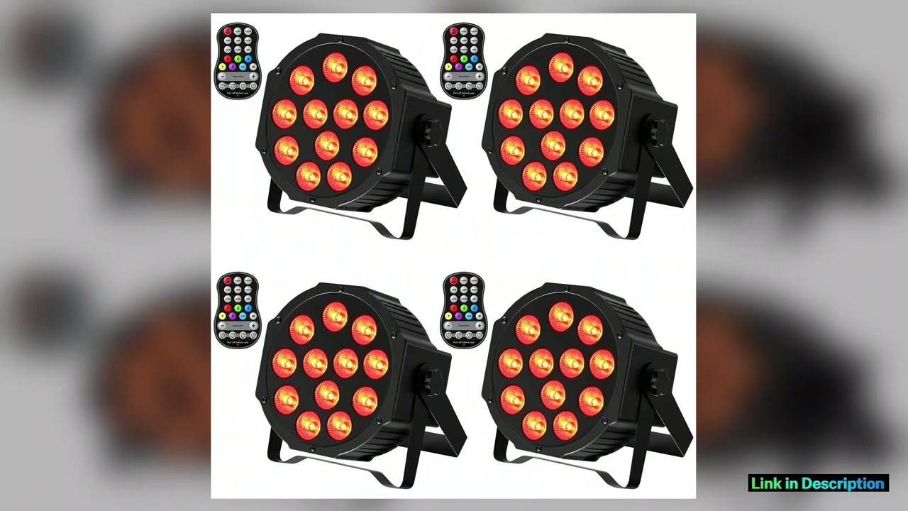 UKing 4PCS 18W 4in1 LED Par Light 12 LED RGBW DMX512 Flat Stage Light Effect Sound Activated Lamp
