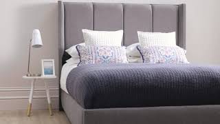 Quince Low Footend Fabric Bed Frame - Winged Tall Headboard - Mybedframes