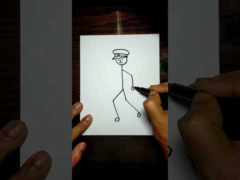 How To Draw Stick Figure Police Shorts YTshorts Trending Viral Easy Drawings Magic Drawings