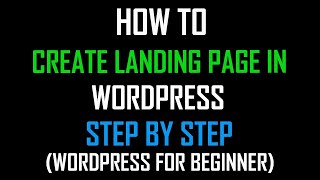 how to create a simple landing page in wordpress