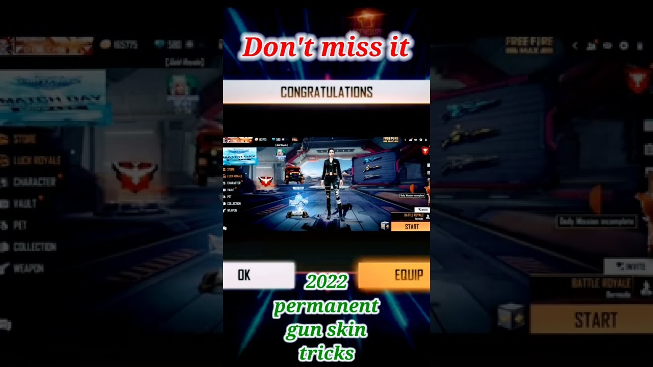 permanent gun skin trick free fire 2022 