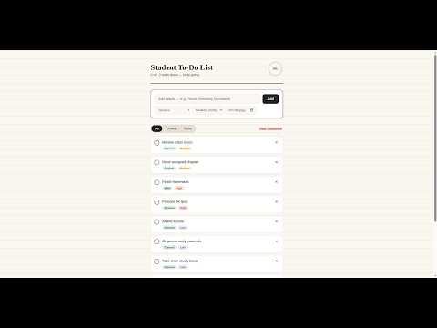 Student To-Do List App 📝 | Manage Tasks, Homework & Deadlines | Web Project