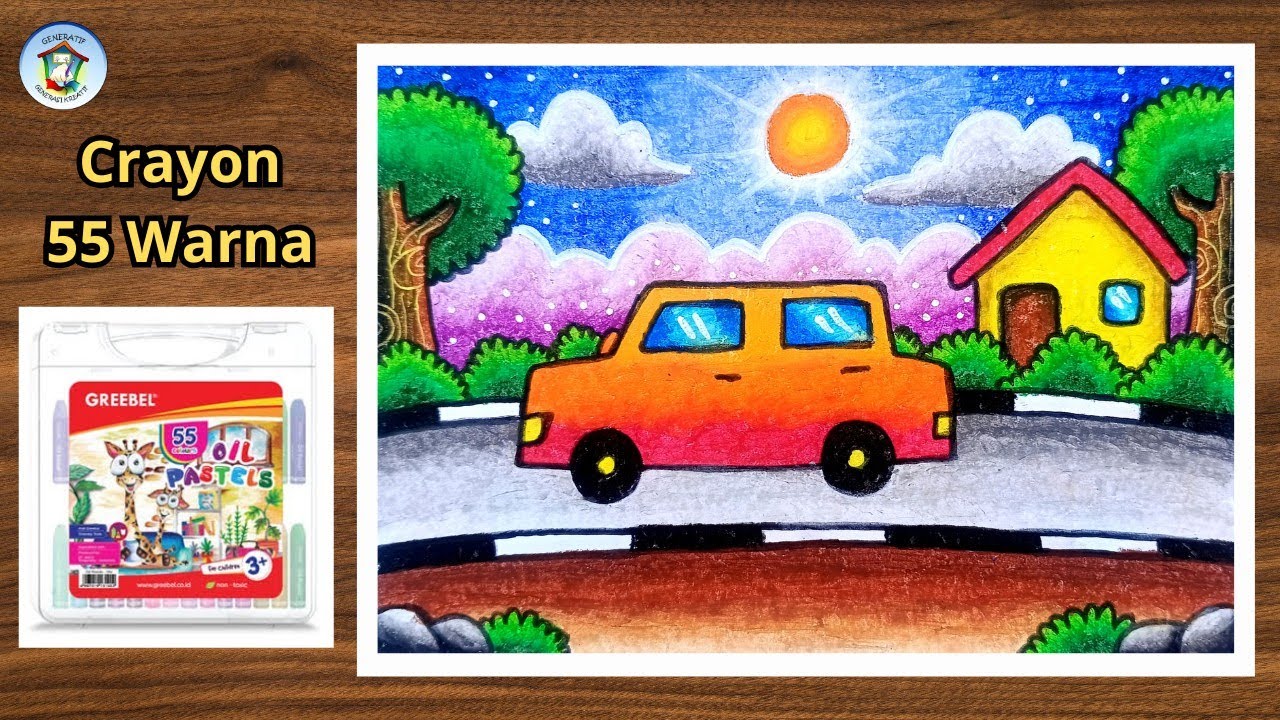 Menggambar Mobil yang Mudah dengan Crayon Oil Pastel