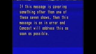 Comcast Program Interruption Screen (Early 2001)