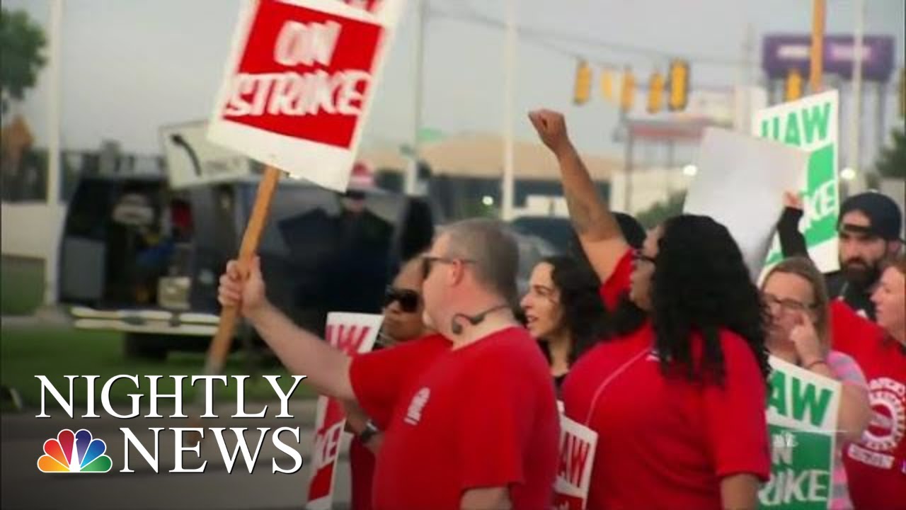 Tens Of Thousands Of Auto Workers Strike Against General Motors | NBC Nightly News