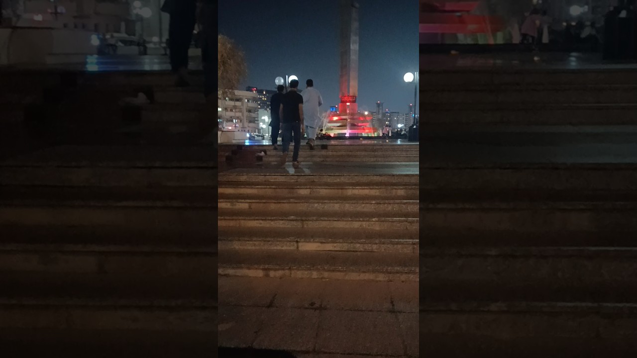 Night view of the Fountain near Union metro Dubai