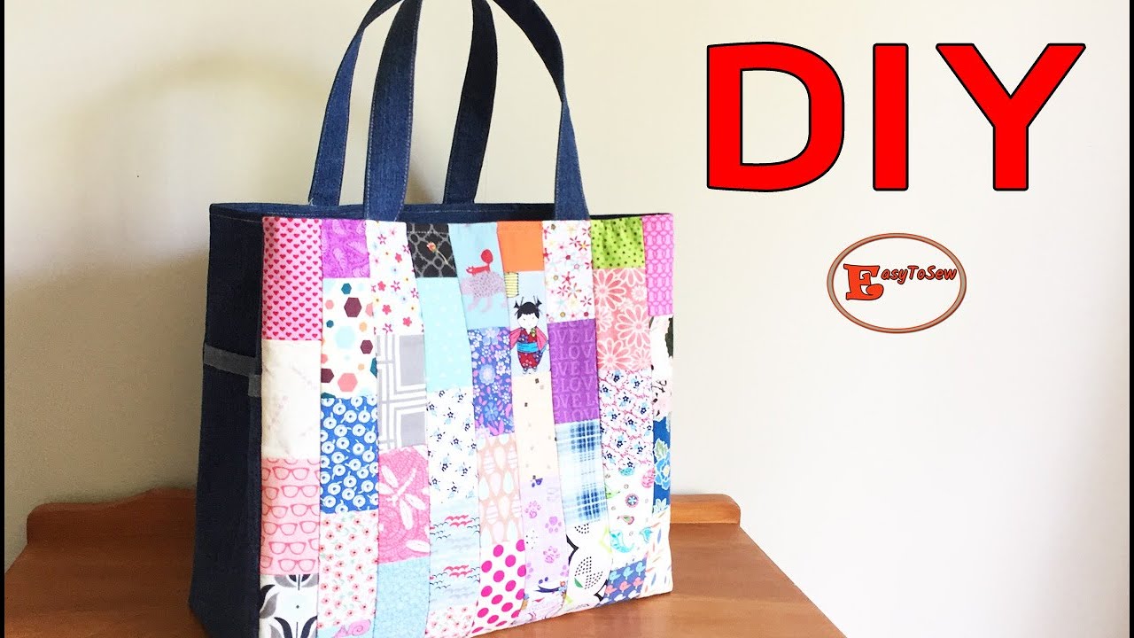DIY PATCHWORK BAG FROM FABRIC SCRAPS SEWING TUTORIAL