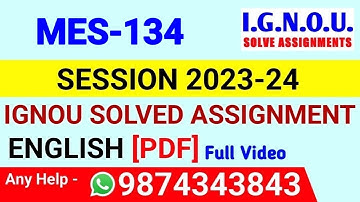 MES 134 Solved Assignment 2023-24 English, MES 134 Solved Assignment 23-24,  MES-134 Assignment