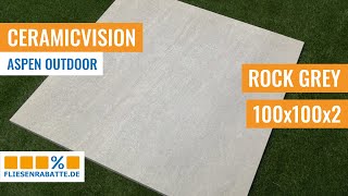 Ceramicvision Aspen Outdoor Rock Grey 100x100 cm Outdoor-Keramik 2 cm Terrassenplatten CVAPN121R