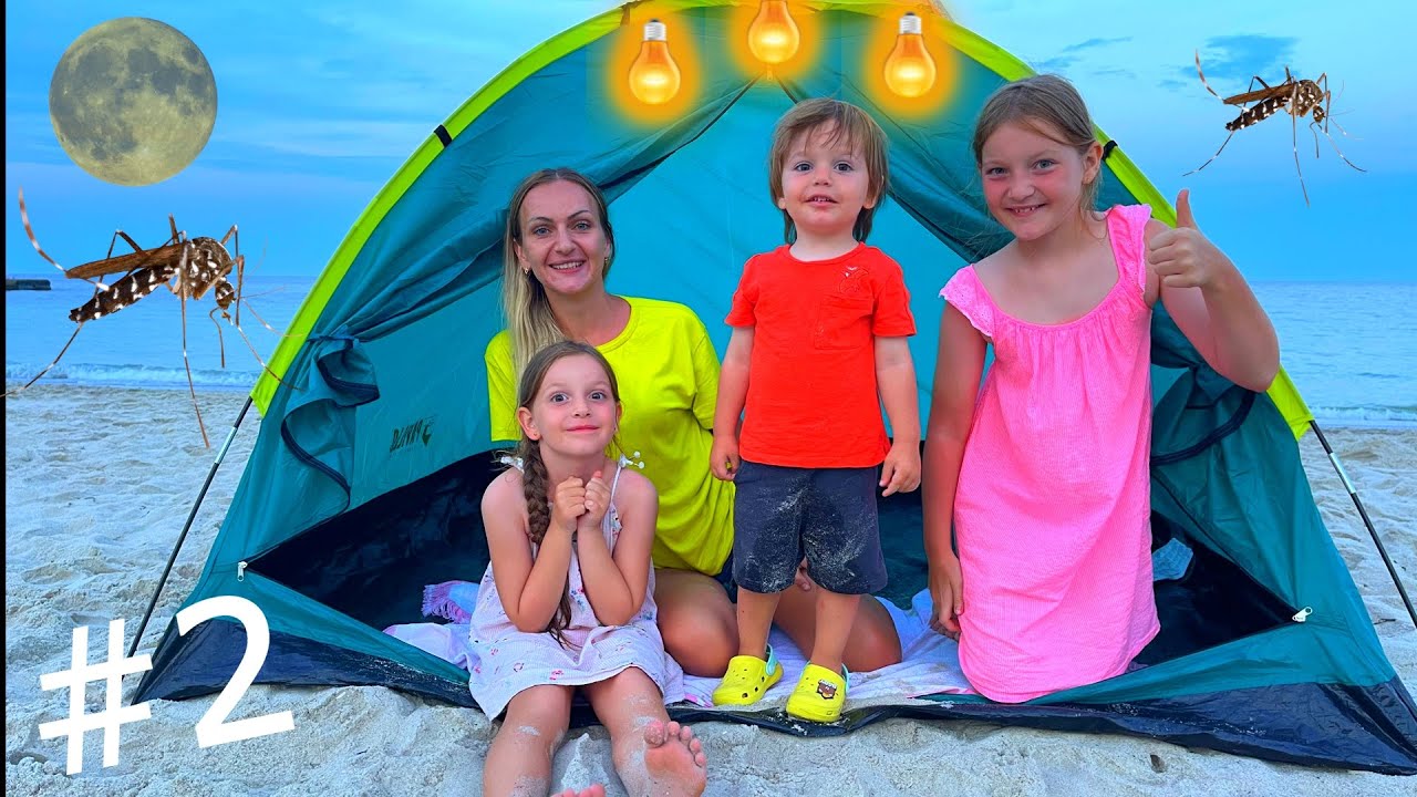 ⏰ Dormim NOAPTEA în Cort⛺ la Mare 🌊 | 24 de ore pe PLAJĂ #2 -ne-au Pișcat Țânțarii