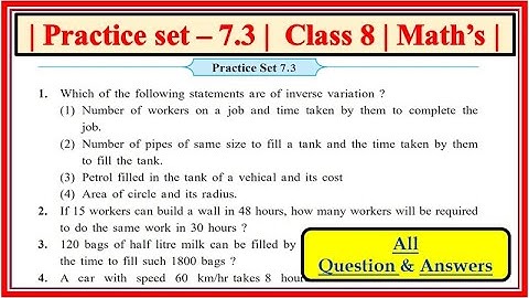 Practice Set 7.3 Class 8th Maths | Chapter 7 Variation | Maharashtra State Board #std8
