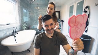 getting a haircut from my girlfriend