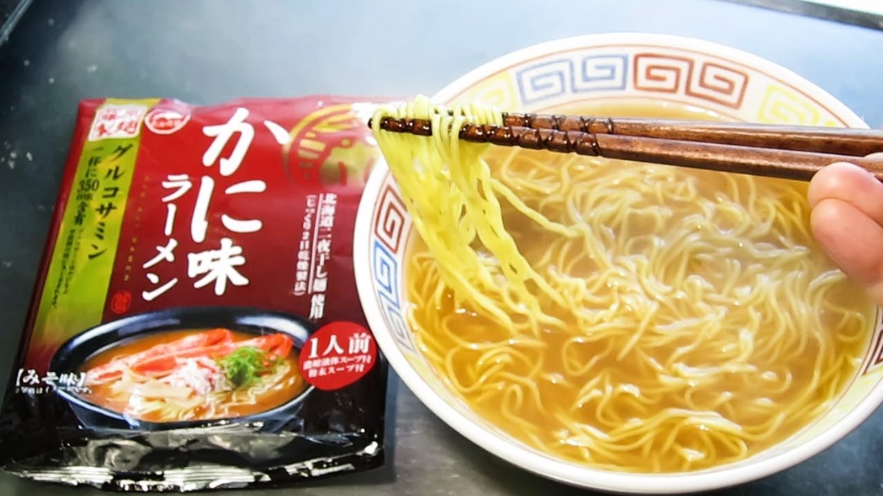 No.6844 藤原製麺 かに味ラーメン みそ味 - YouTube