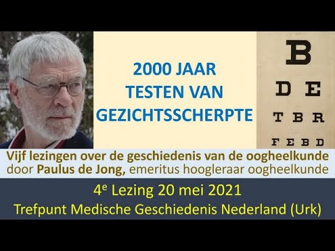 Lezing prof. Paulus de Jong 20 mei 2021: 2000 jaar testen van gezichtsscherpte.