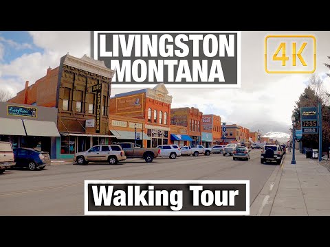 4K City Walks - Livingston Montana USA - March 23 - Rural Virtual Treadmill Scenery Walk and Travel