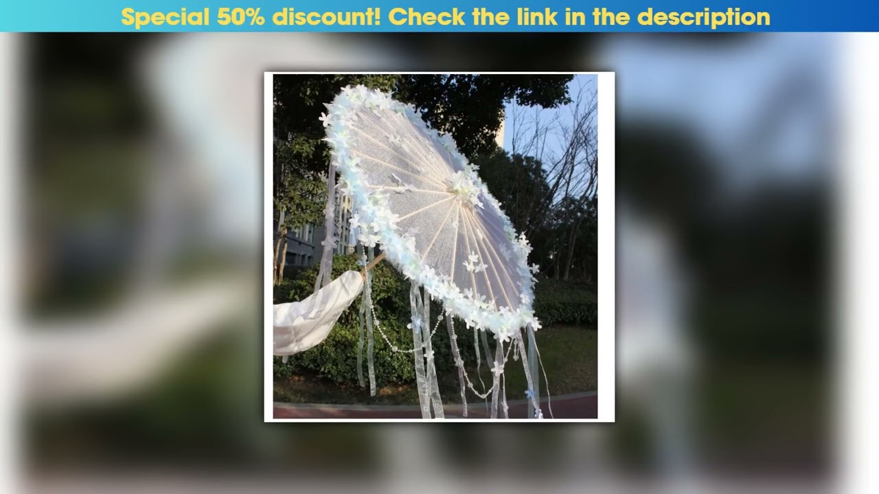 Hot Picks Hanfu Flower Waterproof Beach Lace Car Umbrella Shade Feather Lolita Streamer Aesthetic C