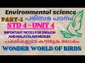 STD 4 - E V S(പരിസര പഠനം)/ UNIT 4- WONDER WORLD OF BIRDS-പക്ഷികളുടെ കൗതുക ലോകം/ NOTES-part-1#science