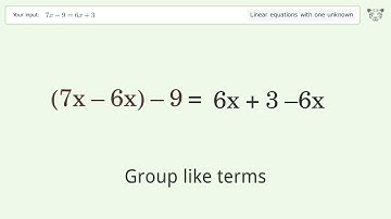 Solve 7x-9=6x+3: Linear Equation Video Solution | Tiger Algebra