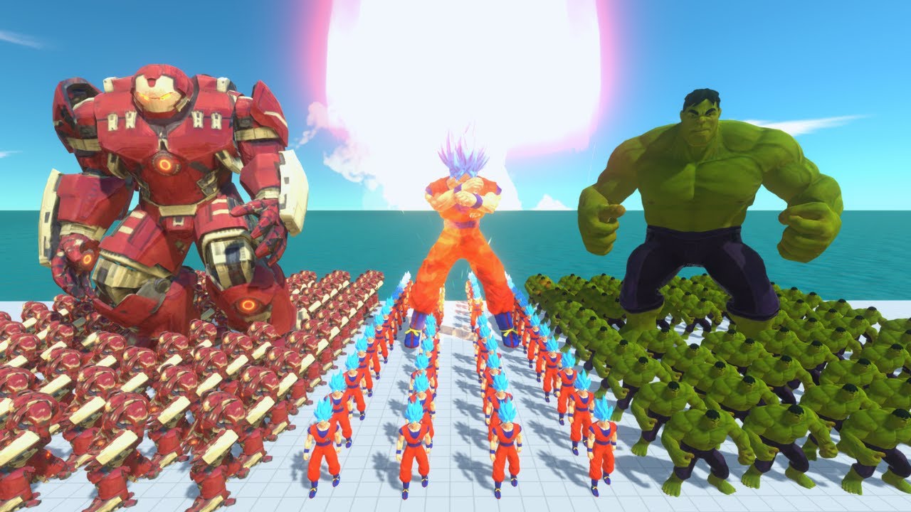 HULKBUSTER vs SON GOKU vs HULK - Animal Revolt Battle Simulator