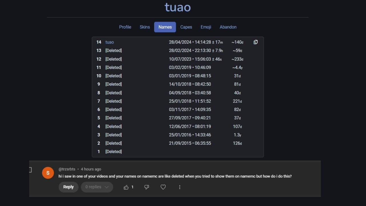 Как полностью удалить историю имен NameMC из вашей учетной записи (из соображений конфиденциально...