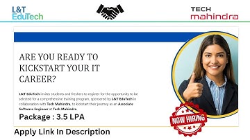 Tech Mahindra Hiring for Associate Software Engineer | L&T EduTech Collaboration | Apply Now!