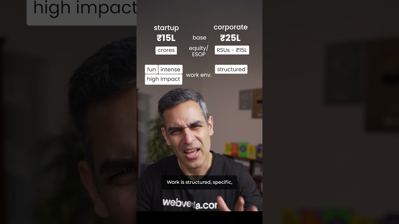 STARTUP vs CORPORATE!! | Warikoo Careers #shorts