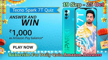 Amazon Tecno Spark 7T Quiz Answers // What are the camera specifications of Tecno Spark 7T?