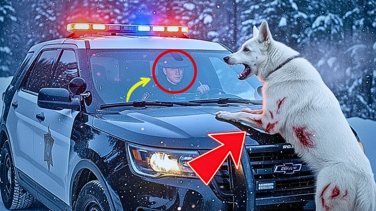 Injured White Shepherd Limps to an Officer’s Car Begging for Help – He Turns Pale When He Sees Why