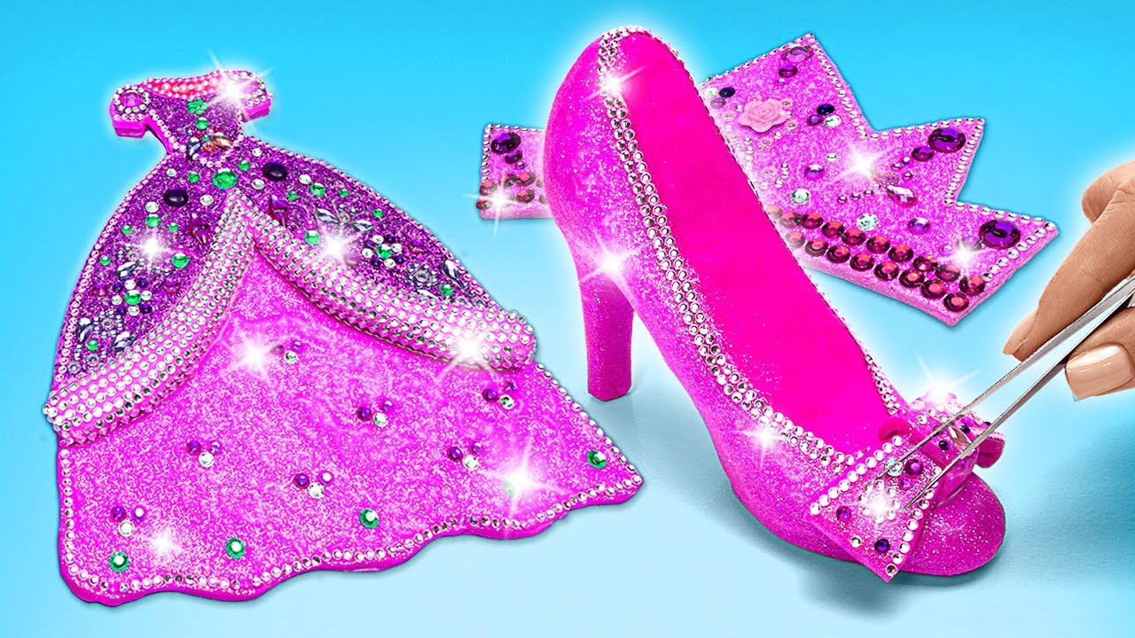 👑 Сверкающий костюм Ариэль из глины и страз! 🧜‍♀️ DIY поделки для кукол