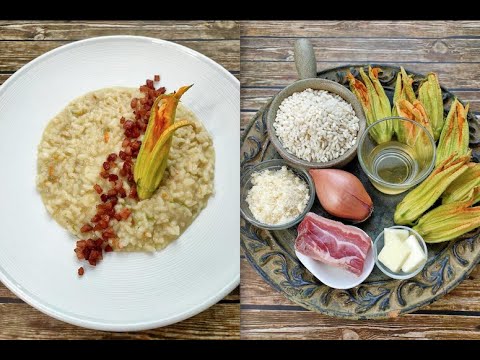 Risotto ai fiori di zucca con pancetta croccante