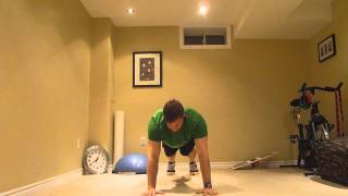 bodyw8 fitness : 3 minute challenge - squat thrust with spiderman planks (30:15 X 6)