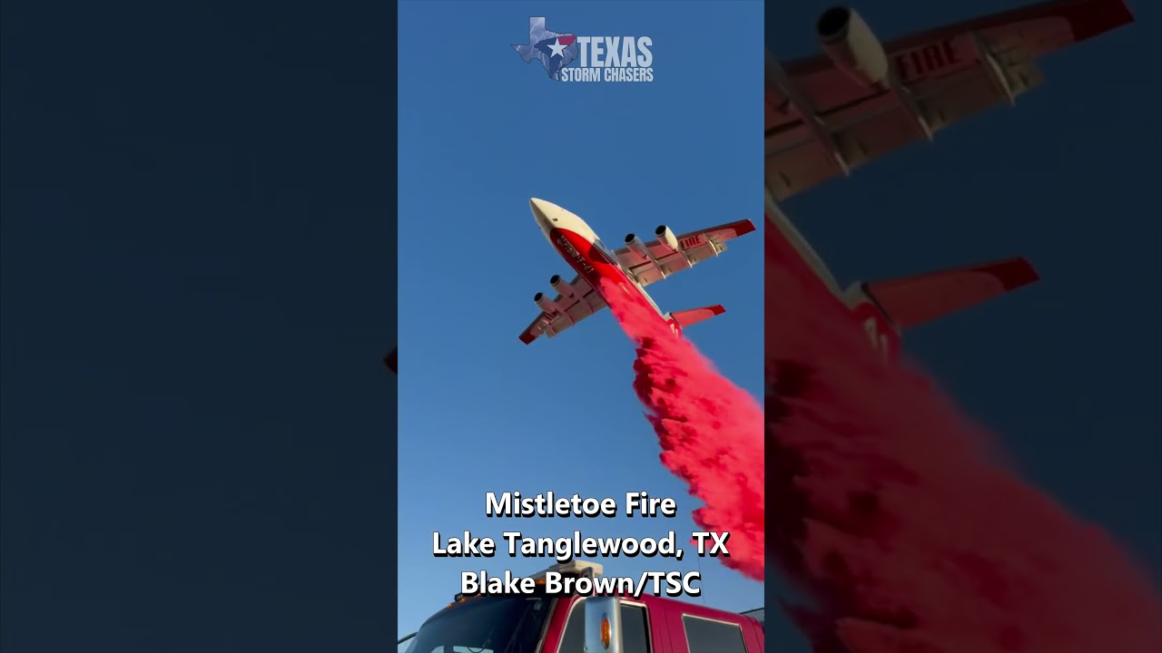 Extreme Low-Level LAT Retardant Drop | Mistletoe Fire near Lake Tanglewood (TX Panhandle) #wildfire