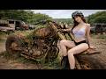TIMELAPSE Genius girl spends 10 days building a Monster Chopper from car tires bought at a junkyard.