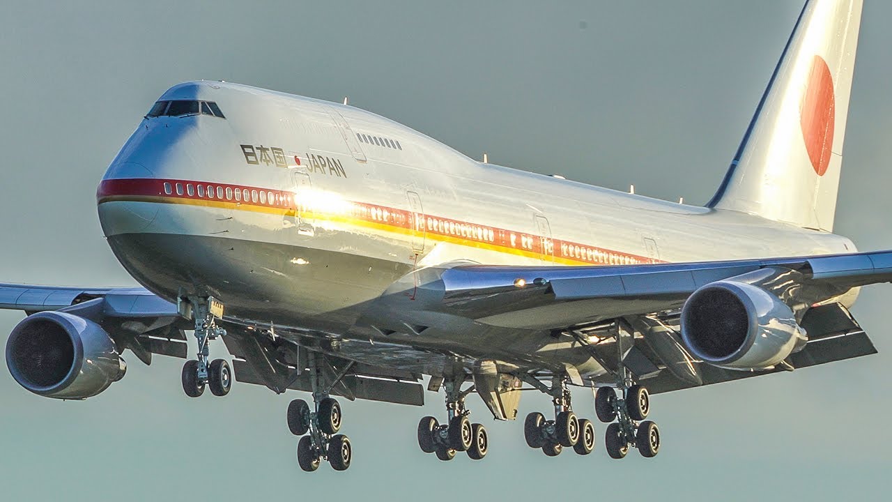 BOEING 747 LANDING - AF1 of JAPAN arriving at Amsterdam Schiphol (4K
