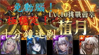 【神魔之塔】免動腦，極穩定，卑彌呼/莉莉絲/姬臣/蚩尤十分鐘速刷4月(植月)Lv10挑戰任務