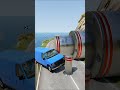 Cars & School Bus vs Giant Pit Bollards Crash - BeamNG.drive