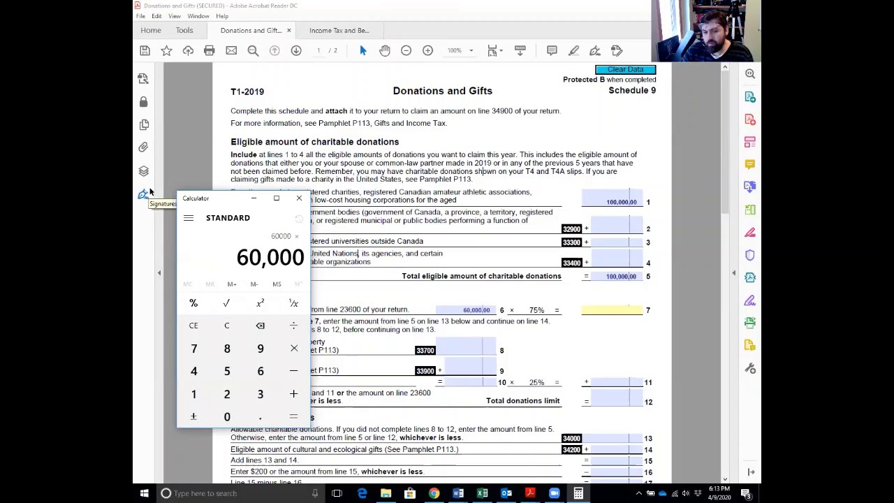 Donations Tax Credit Calculator