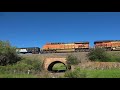 BNSF freight train crosses over the old stone bridge Larkspur, Colorado thumbnail