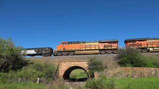 Bnsf Freight Train Crosses Over The Old Stone Bridge Larkspur, Colorado