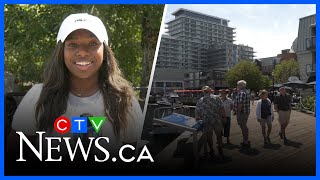 Tourists soak in the Halifax sun