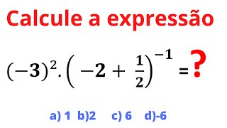 Desafio  #32 -  Resolva a expressão com potência e fração  (-3)².( -2+ 1/2)^(-1)