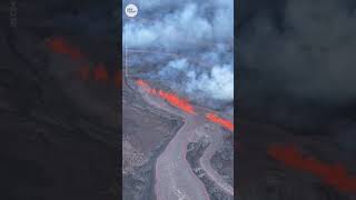 Aerial footage shows Mauna Loa volcano lava flow | USA TODAY #Shorts