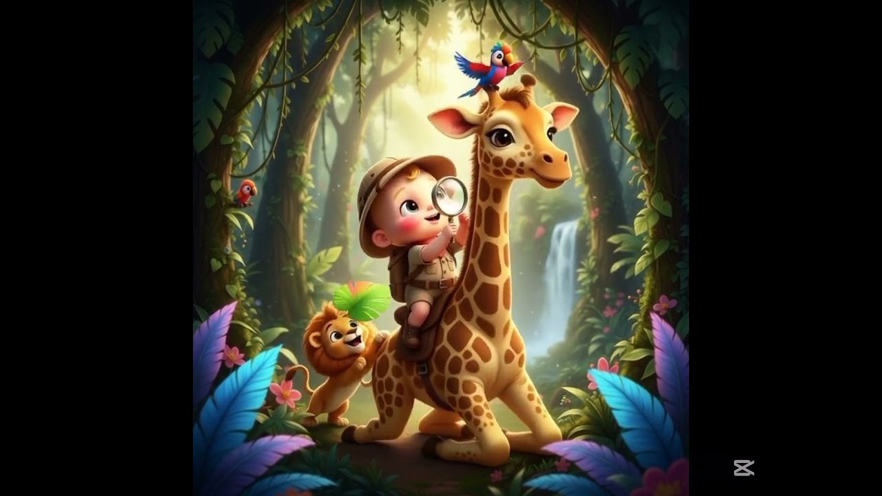 Cute baby adventure in a jungle 