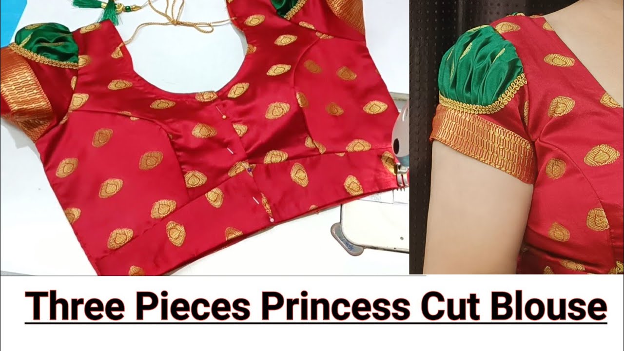 Three Piece Princess Cut blouse with Puff Sleeves Design Cutting ...