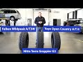 AT Tire Comparison Nitto Terra Grappler G2 vs Toyo Open Country ATII vs Falken Wildpeak AT3W