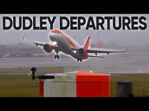 (4K) WINDY TAKEOFFS during STORM DUDLEY at Bristol Airport (16th February 2022) | With ATC