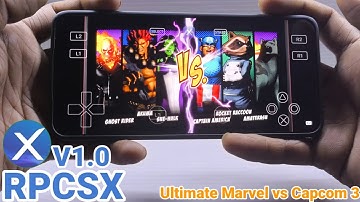 Ps3 new emulator on android rpcsx v1.0 costum gpu driver wwe  ultimate Marvel vs capcom 3 gameplay