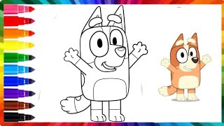 easy drawing Bingo from Bluey for Kids/How to draw Bongo from Bluey Step By Step/draw and Colo Kids