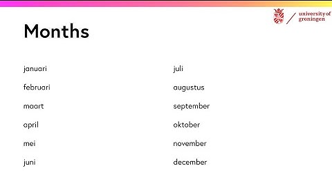 How to say the months & days of week in Dutch