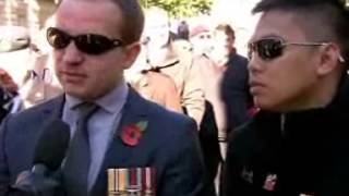 Blind veterans Ken Facal and Billy Drinkwater interviewed on BBC Remembrance Sunday Service